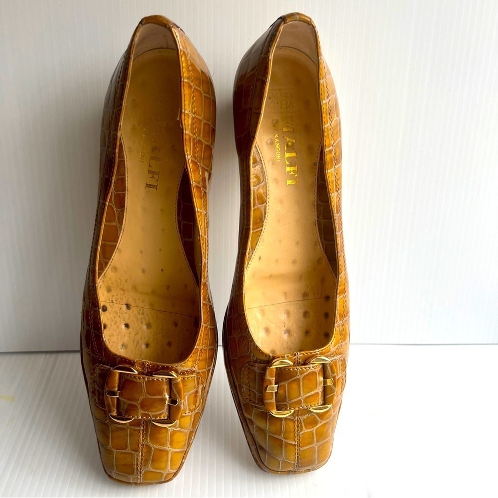 Amalfi By Rangoni Womens Shoes Leather Snakeskin Print Brown Loafers Size 9N